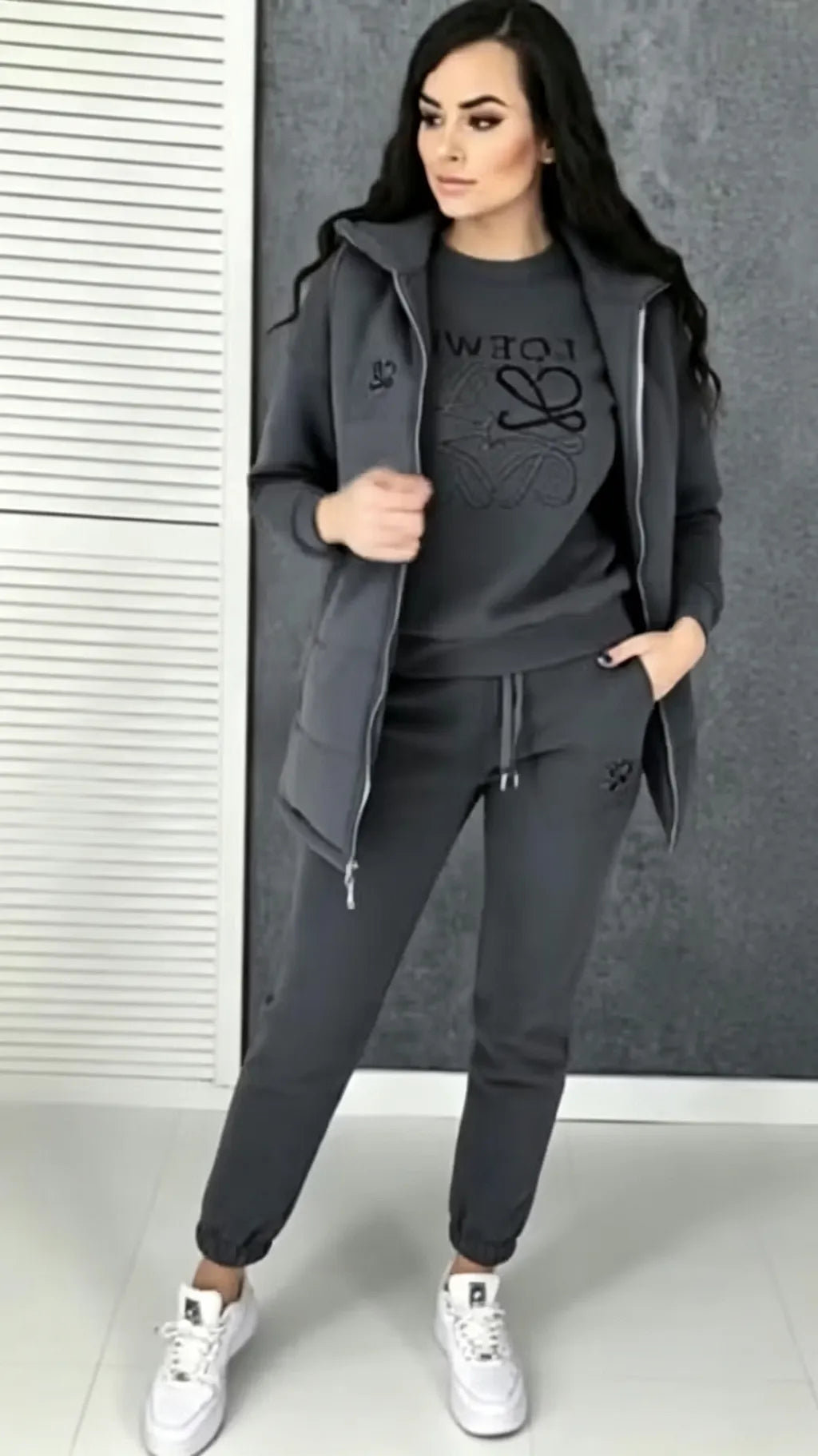 Damski 3-częściowy różowy dres casualowy