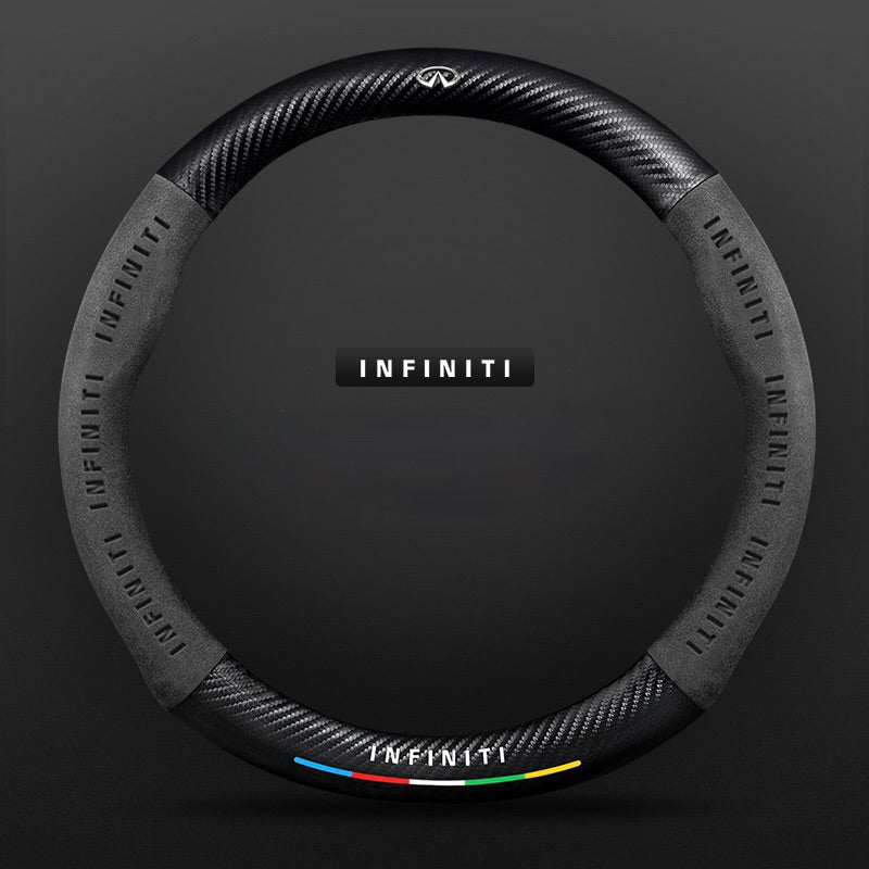 TrackVibe | Черен калъф за волан от карбонов велур – противоплъзгащ и устойчив на износване