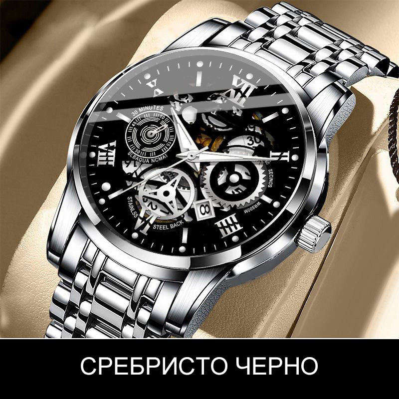 🔥Мъжки водоустойчив римски ажурен автоматичен механичен ръчен часовник⌚