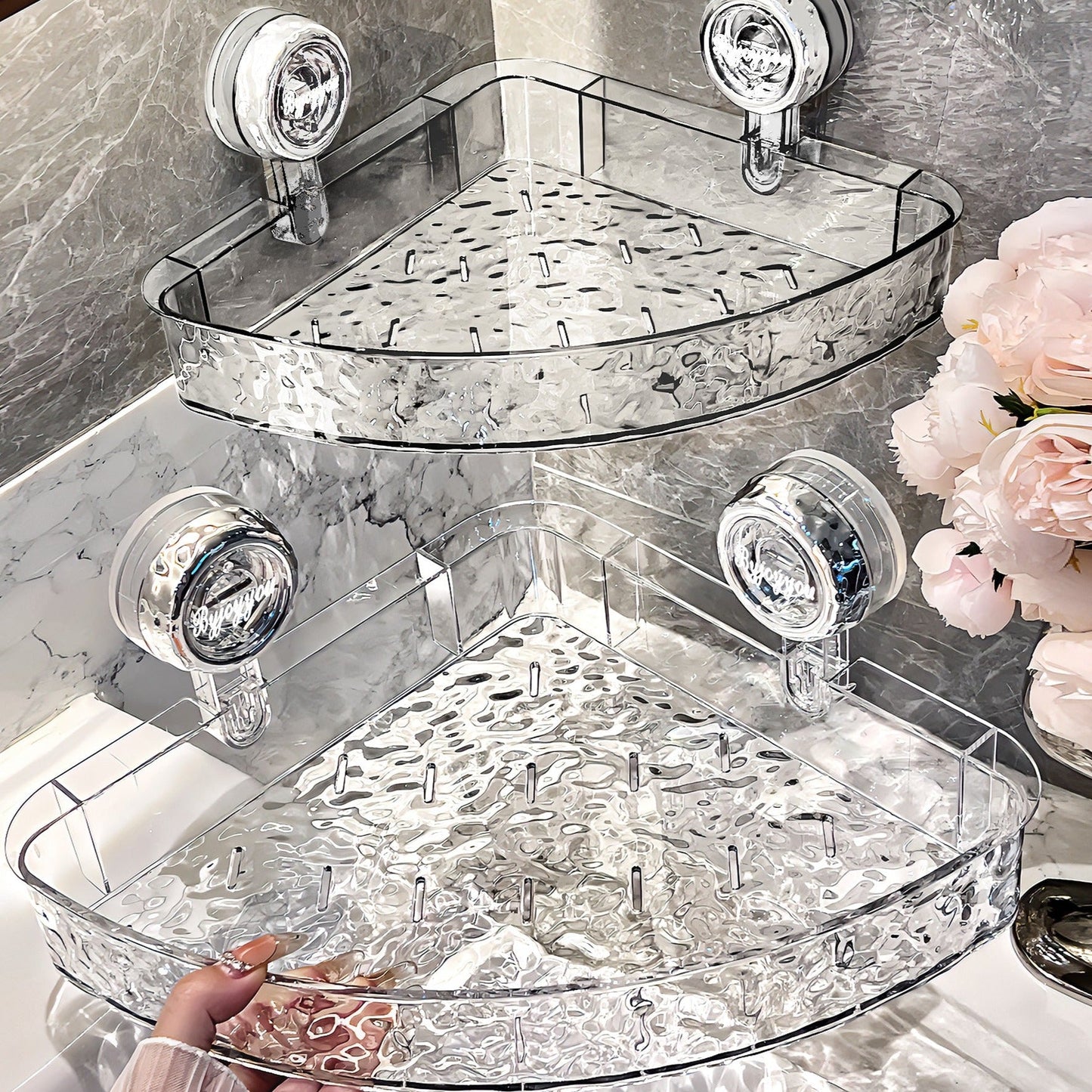 Прозрачна стена за съхранение без пробиване: Подвижна, многофункционална триъгълна и правоъгълна кутия за съхранение без пробиване