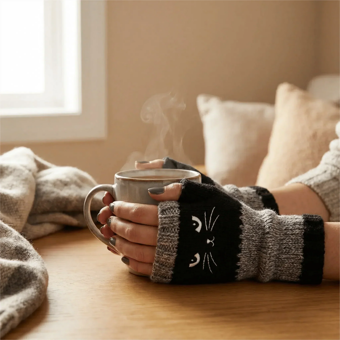 🐱 Сладки дамски плетени ръкавици с котешка тема🧤🧶