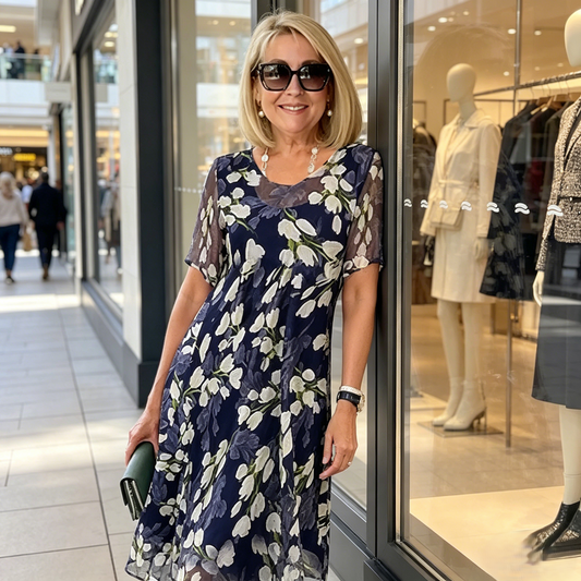 Damska sukienka imprezowa o kroju litery A w kwiatowy wzór👗