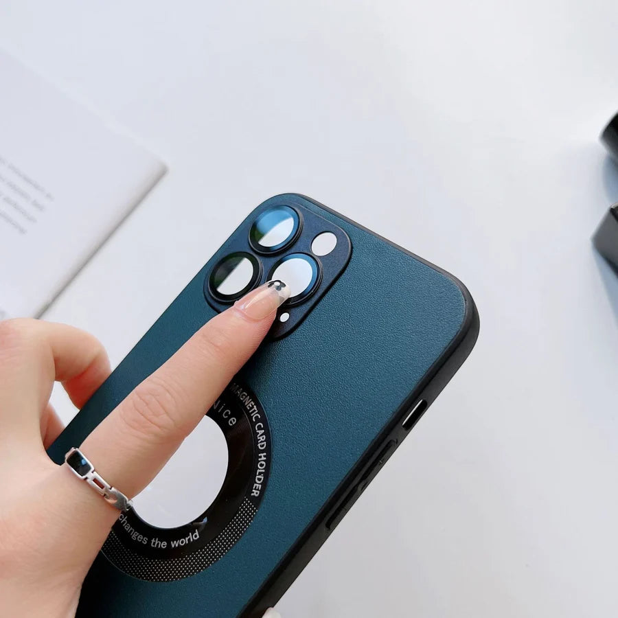 Магнитен кожен калъф за iPhone