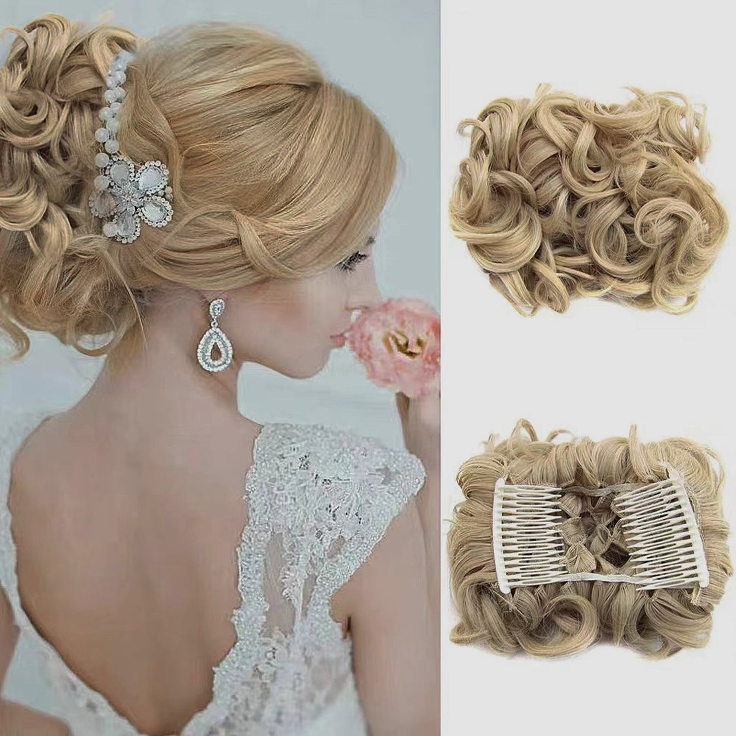 Къс, разрошен, накъдрен кок с удължена коса