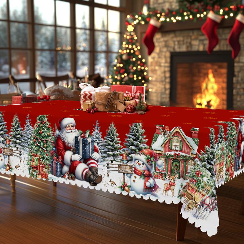 Премиум коледна покривка - очарователен мотив на Дядо Коледа и елени за радостни моменти със семейството