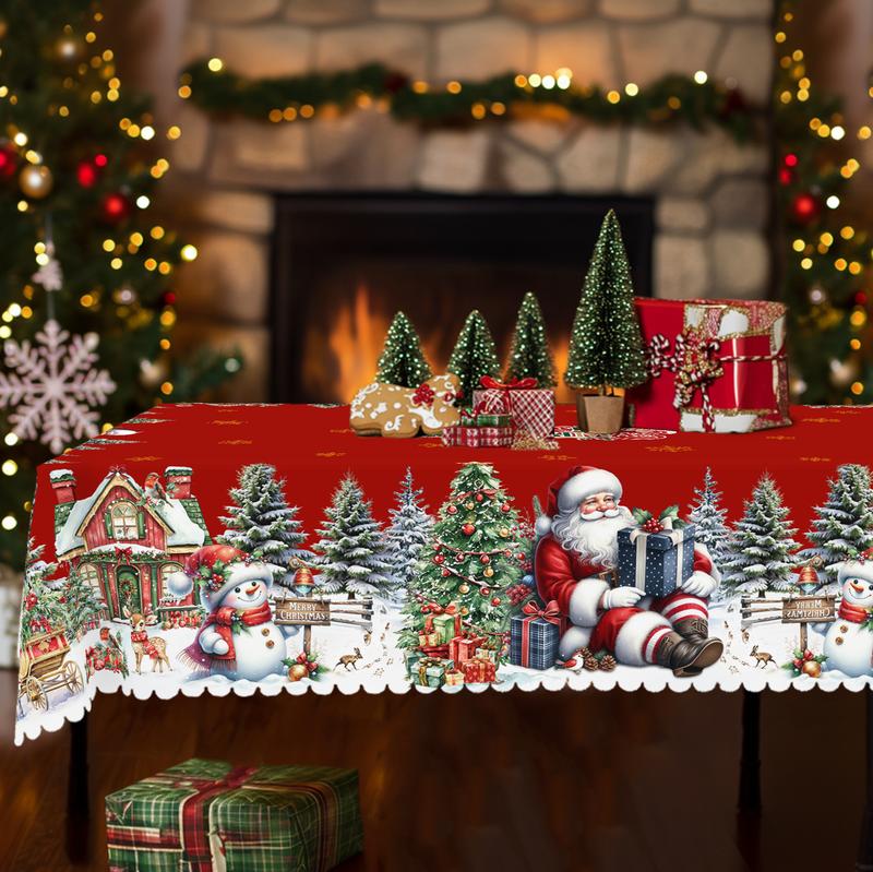 Премиум коледна покривка - очарователен мотив на Дядо Коледа и елени за радостни моменти със семейството