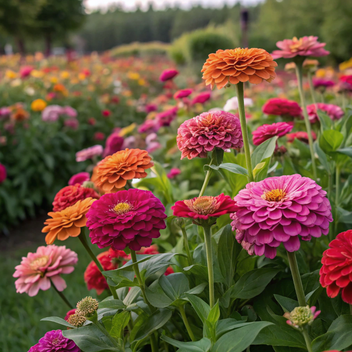 🌺Двойни семена от циния в смесени цветове