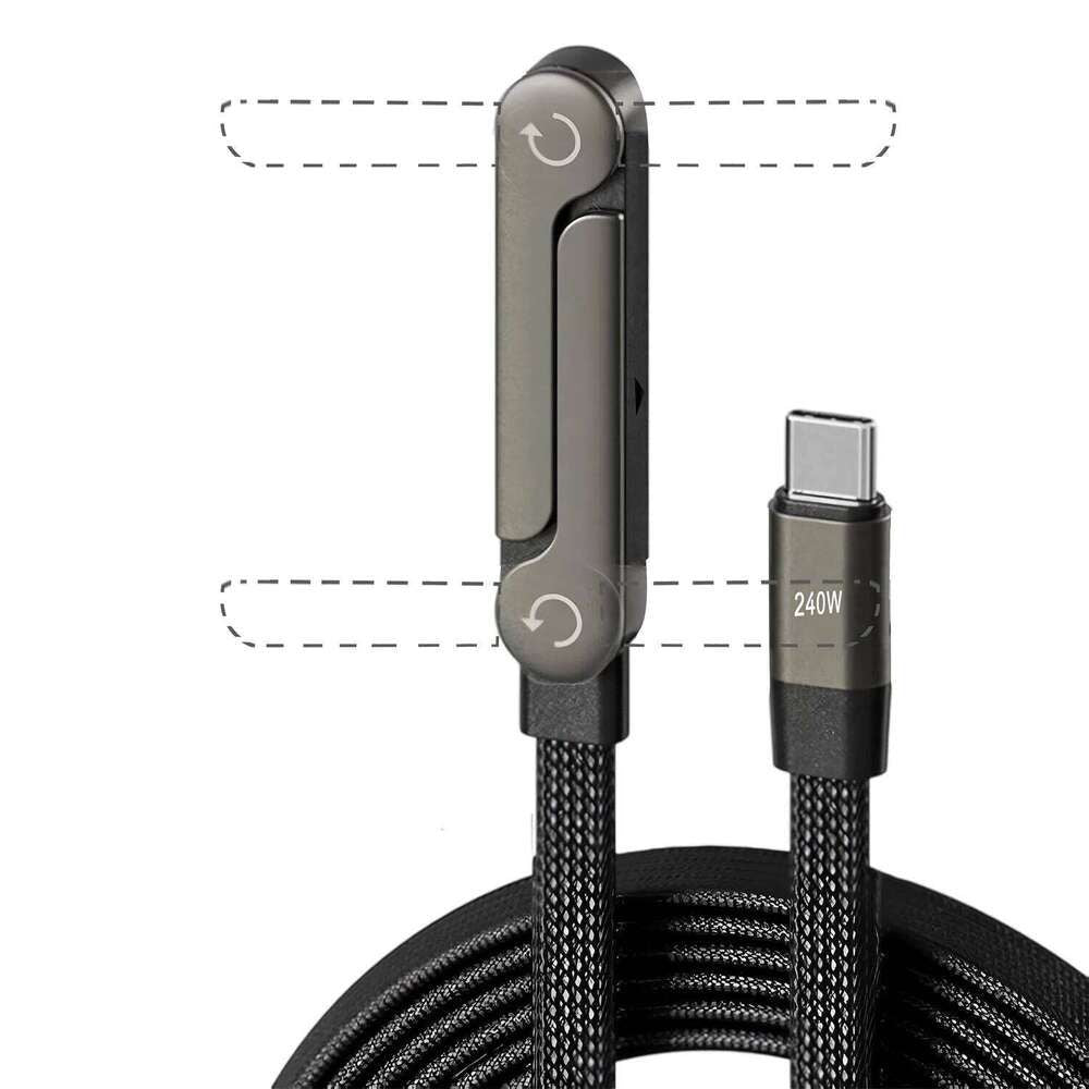 📱 240 W pleciony kabel do szybkiego ładowania z wbudowaną podstawką na telefon – nowy, składany, wytrzymały kabel USB-C typu C z 2026 r. (opakowanie 2 szt.)