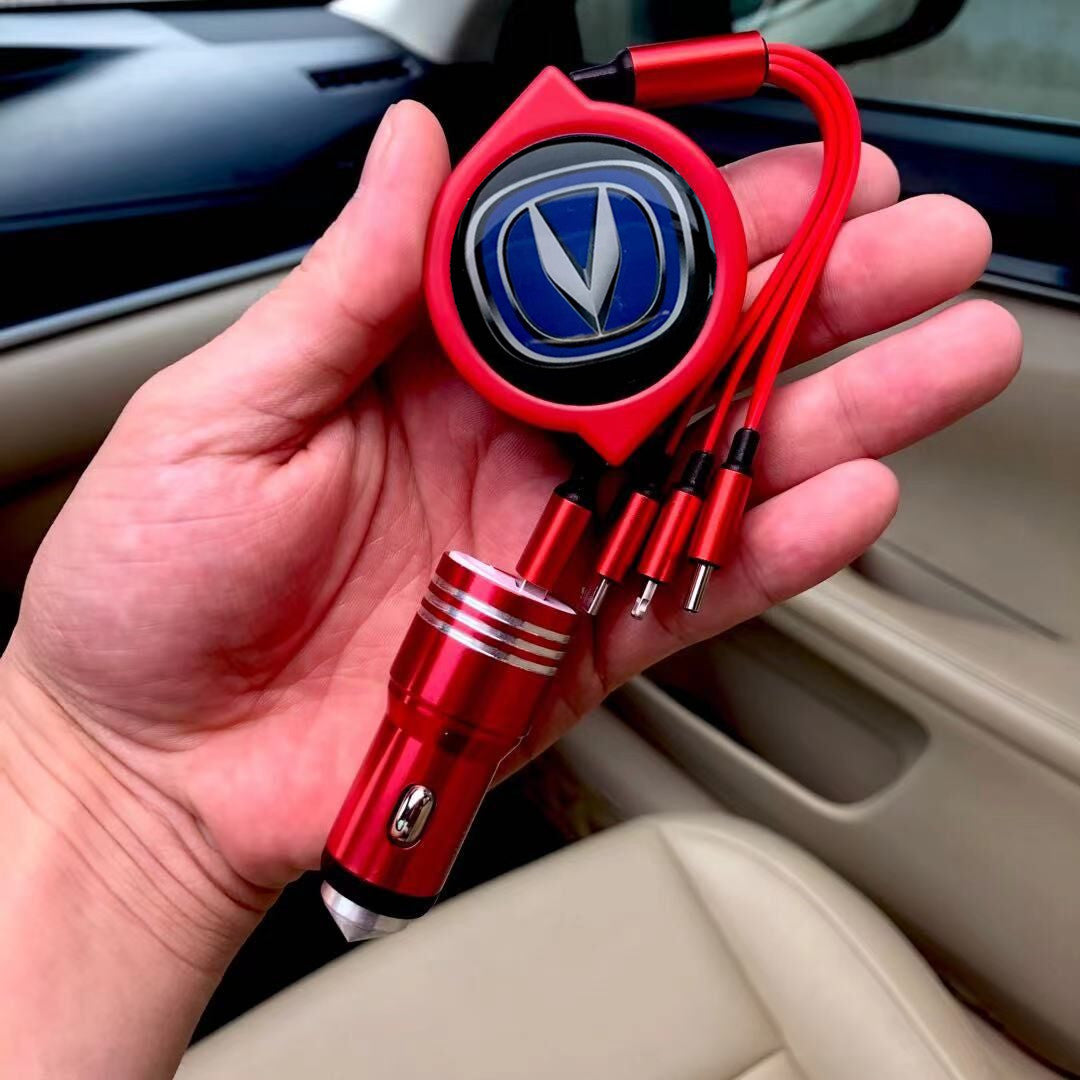 3 в 1 прибиращ се кабел за данни за кола + безплатно зарядно за кола