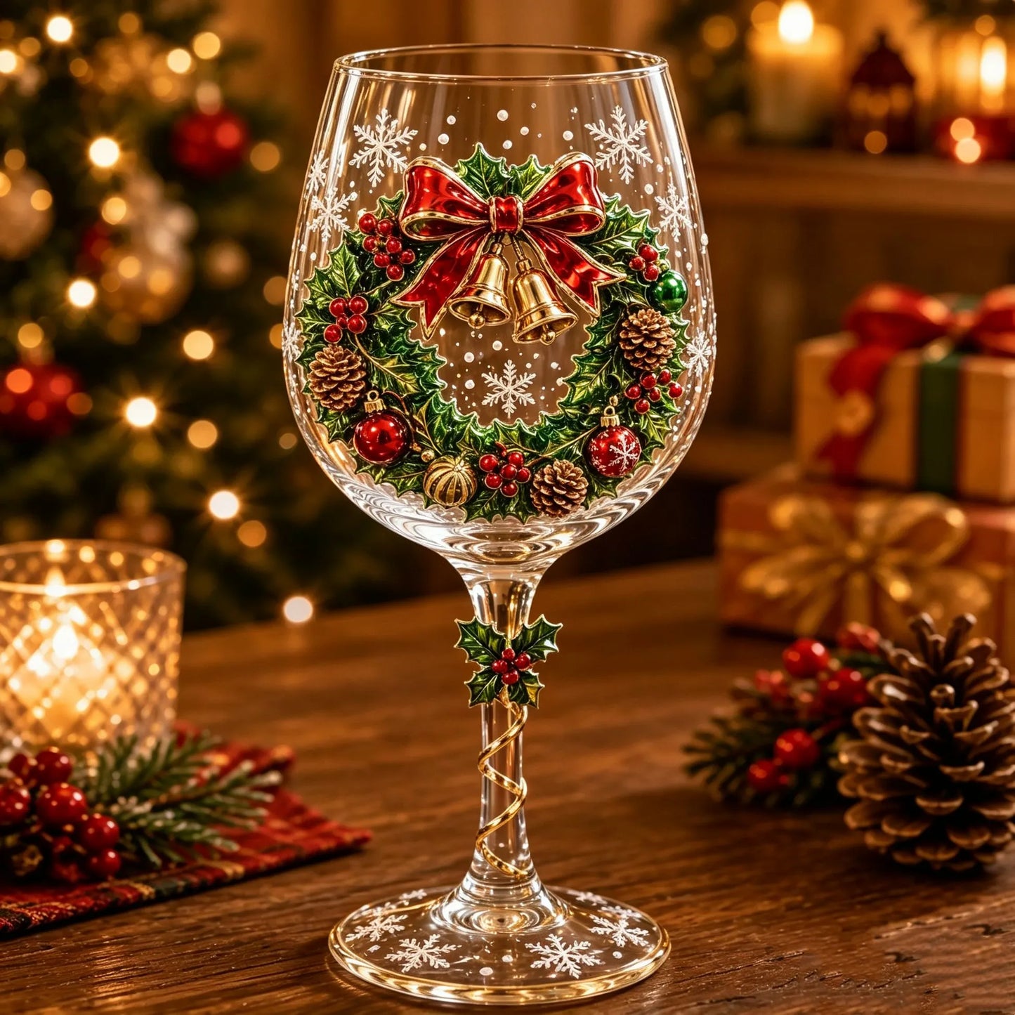 🔥🎁Zestaw świąteczny z kolekcją kieliszków do wina 3D w pudełku prezentowym✨