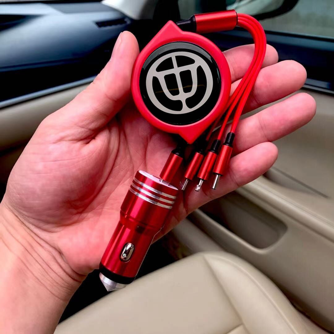 3 в 1 прибиращ се кабел за данни за кола + безплатно зарядно за кола