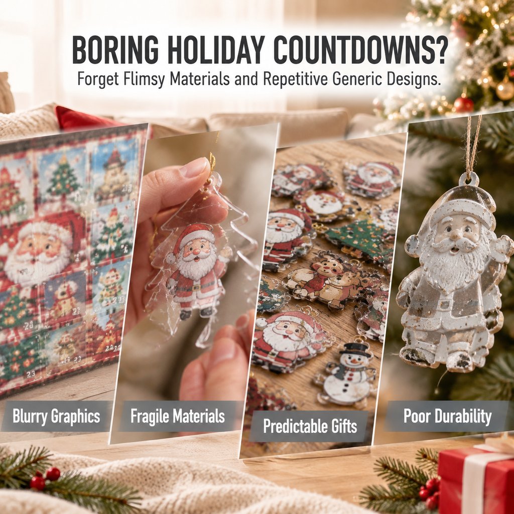 24 dagars jul adventskalender blindask bedårande höglandskor PVC ornament nedräkning presentset