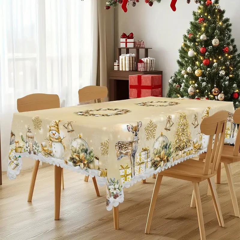 Премиум коледна покривка - очарователен мотив на Дядо Коледа и елени за радостни моменти със семейството