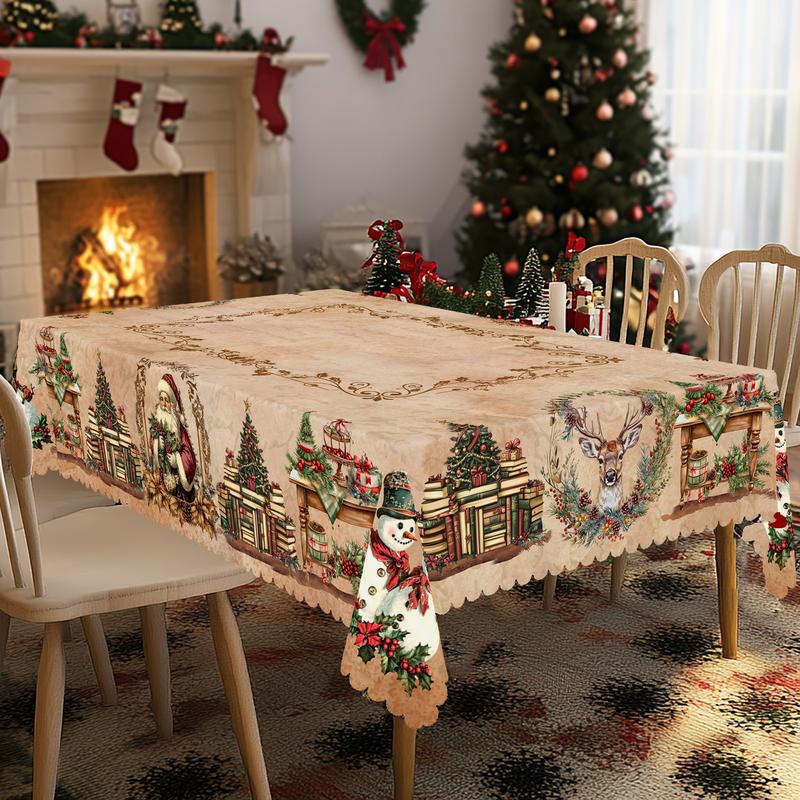 Премиум коледна покривка - очарователен мотив на Дядо Коледа и елени за радостни моменти със семейството