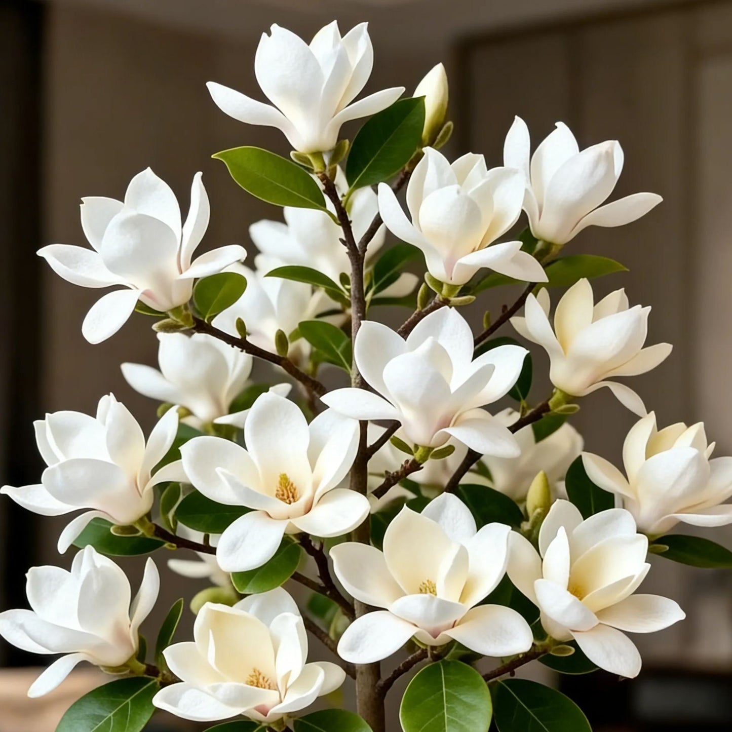Cebule Magnolia liliiflora (fioletowe orchidee) 🌸 Kwiaty ukrywają liście, zapach wypełnia powietrze