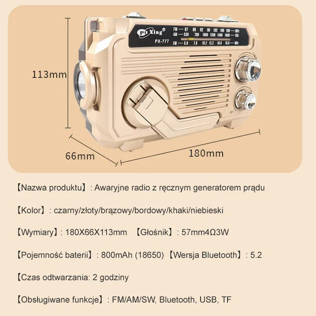 Ročni radio s funkcijo zasilnega polnjenja