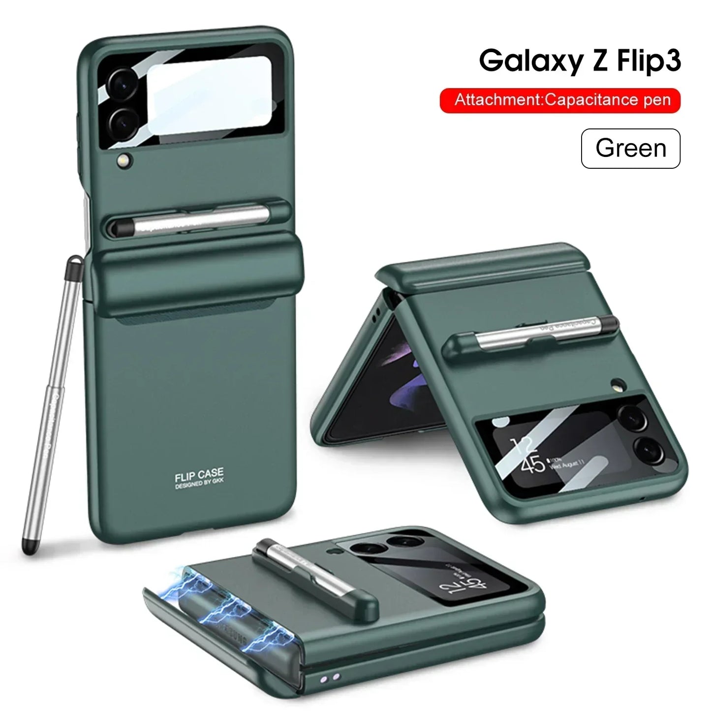 Напълно обгръщащ противоударен пластмасов капак за Samsung Galaxy Z Flip 3 5G