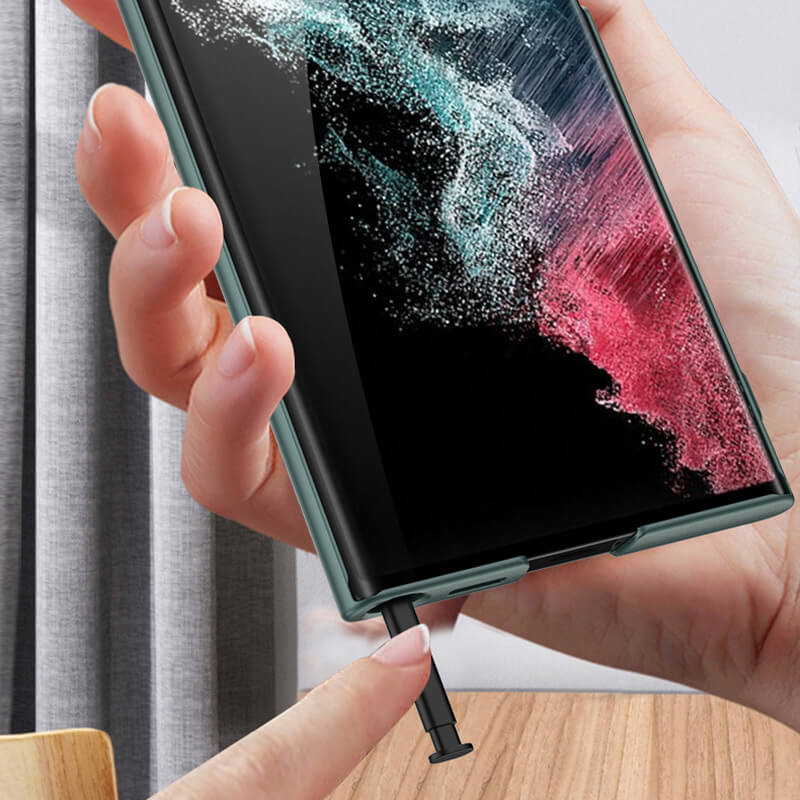Невидим кожен калъф за телефон със стойка за Samsung Galaxy S22 S23 Ultra Plus