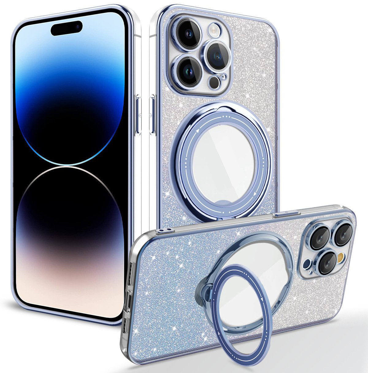 Галванизиран магнитен лъскав калъф за iPhone с невидима стойка