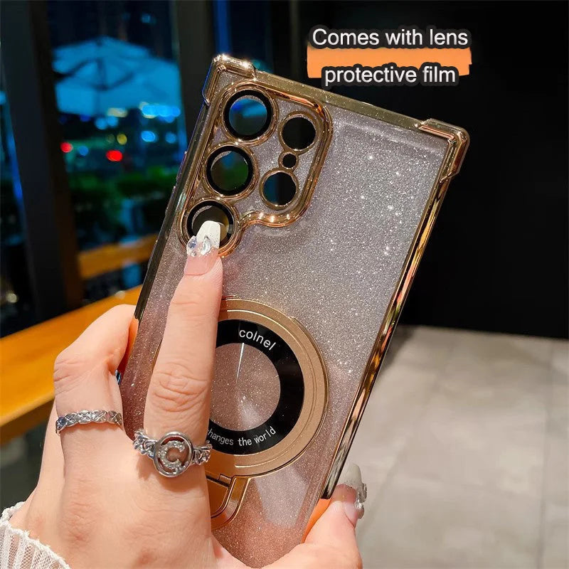 Magnetyczne gradientowe etui na telefony komórkowe z brokatem magnetycznym do Samsung S22/23/24