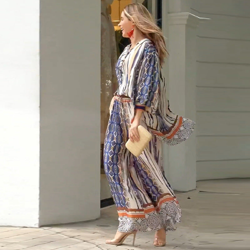Eleganten ženski komplet iz dveh delov v boho stilu
