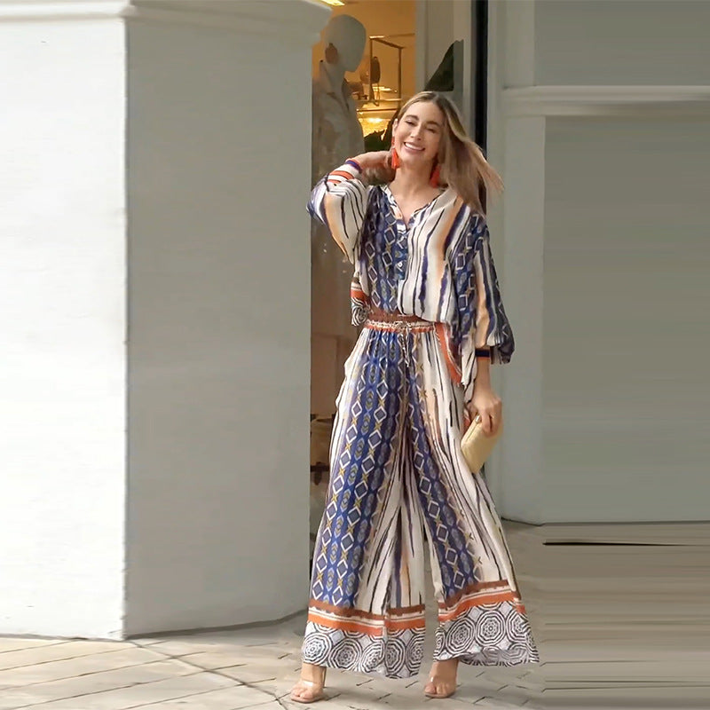 Eleganten ženski komplet iz dveh delov v boho stilu