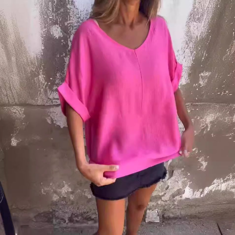 🌺Damski top oversize z dekoltem w serek