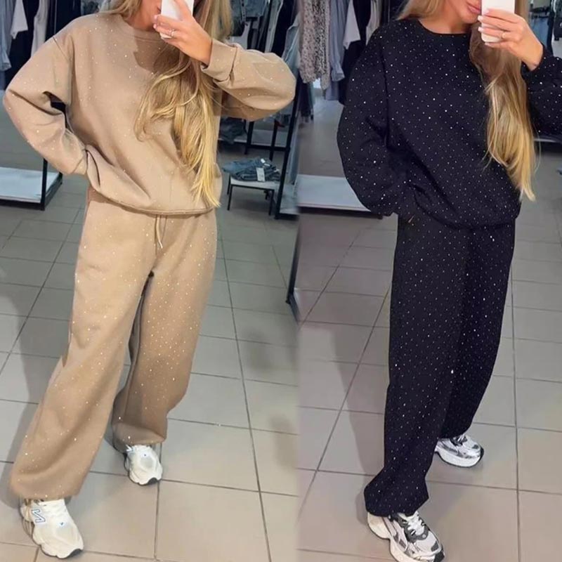 Ženske priložnostne športne okrogle ovratnik pulover + hlače za tek dvodelni komplet