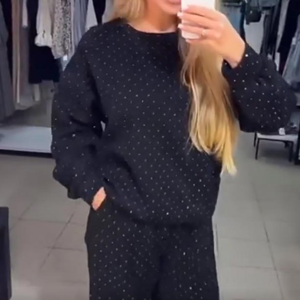Ženske priložnostne športne okrogle ovratnik pulover + hlače za tek dvodelni komplet
