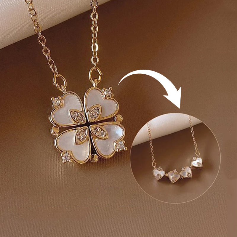 Колие с микрокомплект перли и циркони във формата на четвърт мида