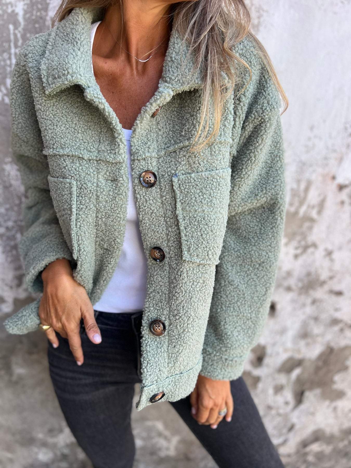 🍂Jesienne promocje🍂Ciepła damska kurtka z przyciętymi klapami