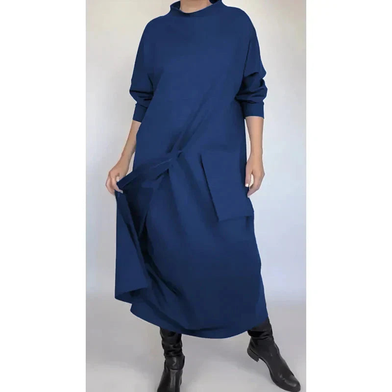 Nieregularna luźna casualowa patchworkowa sukienka maxi