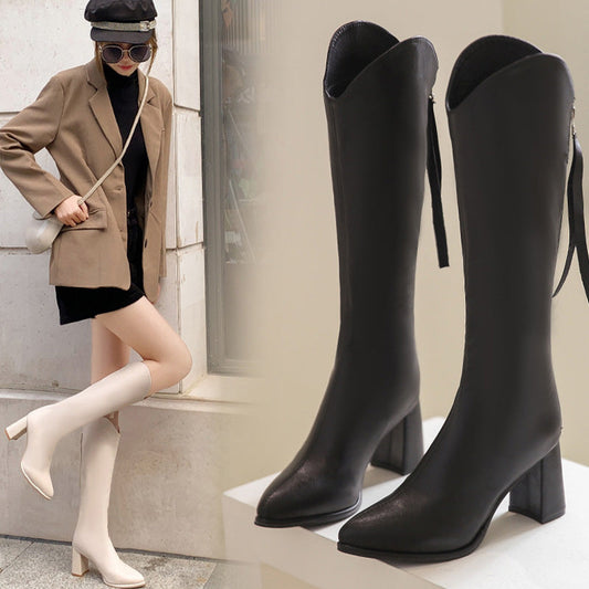 【✨Nowości 2025】👢Eleganckie damskie buty na wysokim obcasie ze szpiczastymi noskami