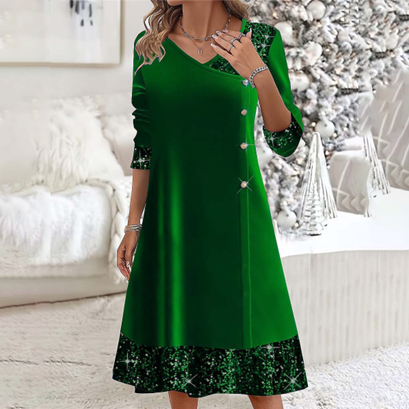 👗 Jesienno-zimowe złote aksamitne sukienki dla kobiet