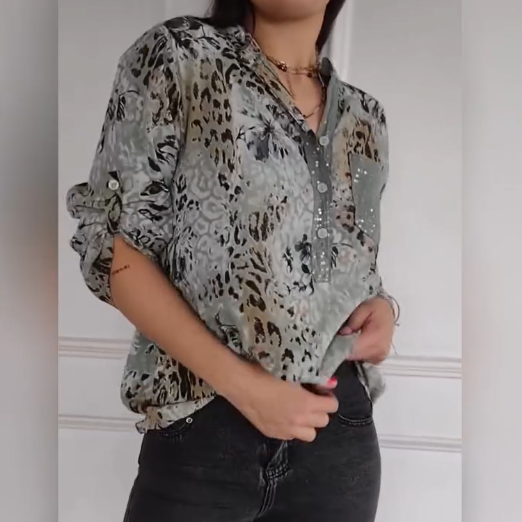 【M-4XL】🌸Дамска ежедневна риза с принт и полукопчета