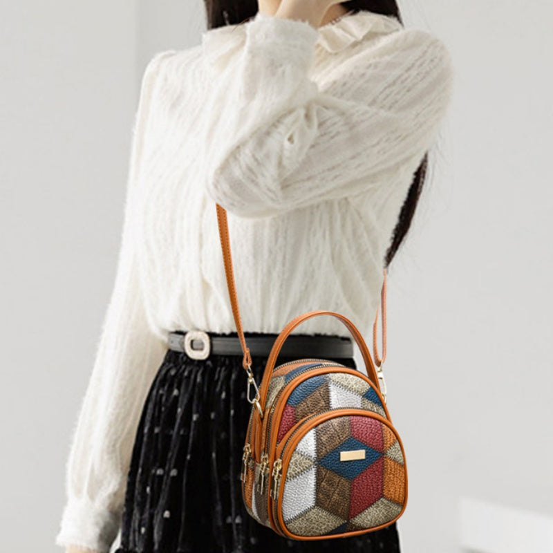 Damska torba crossbody w geometryczny wzór w stylu vintage