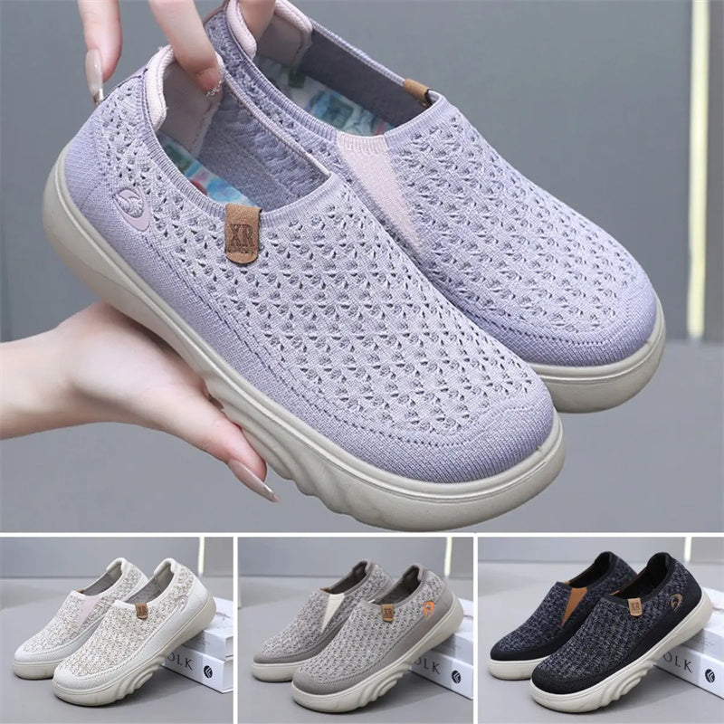 Damskie antypoślizgowe, dzianinowe buty do chodzenia