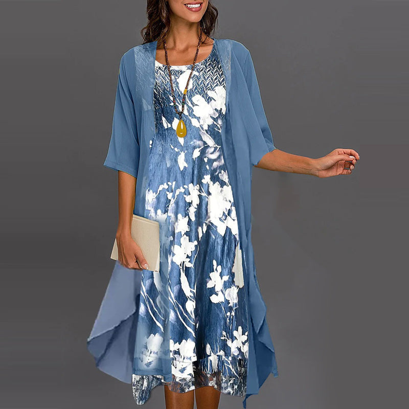 🔥👗Eleganckie dwuczęściowe sukienki szyfonowe w kwiaty