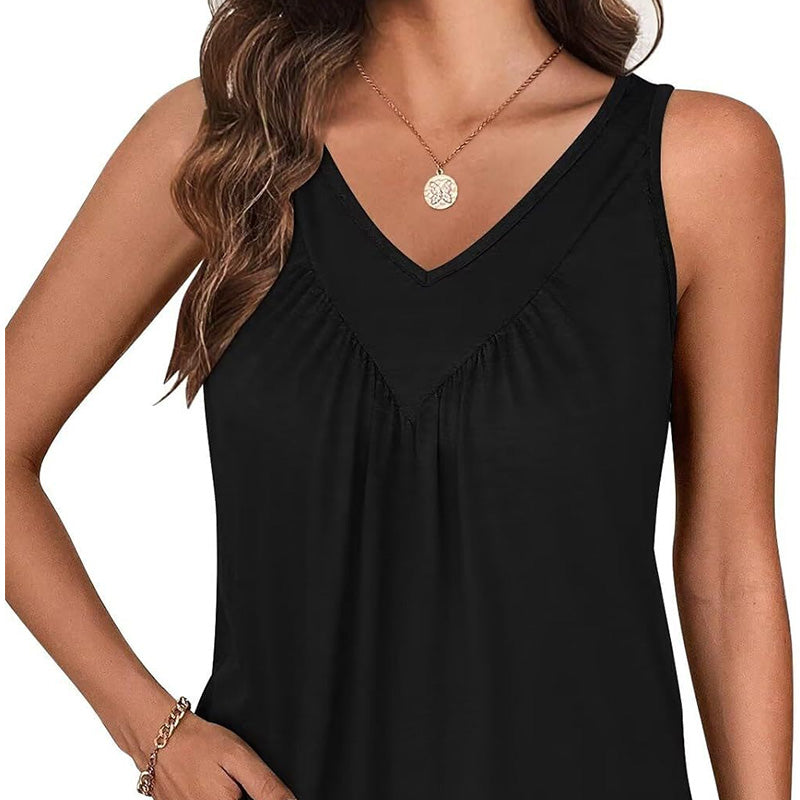 👚Damska koszulka bez rękawów z dekoltem w serek