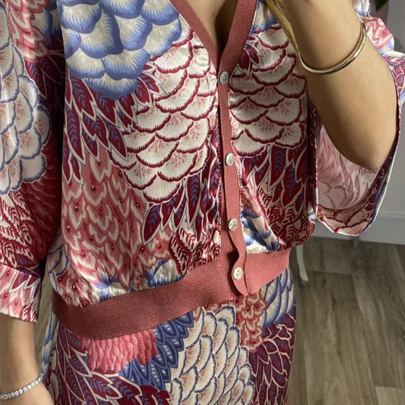 🏆🌸Комплект от две части за жени: топ с V-образно деколте и дълга пола