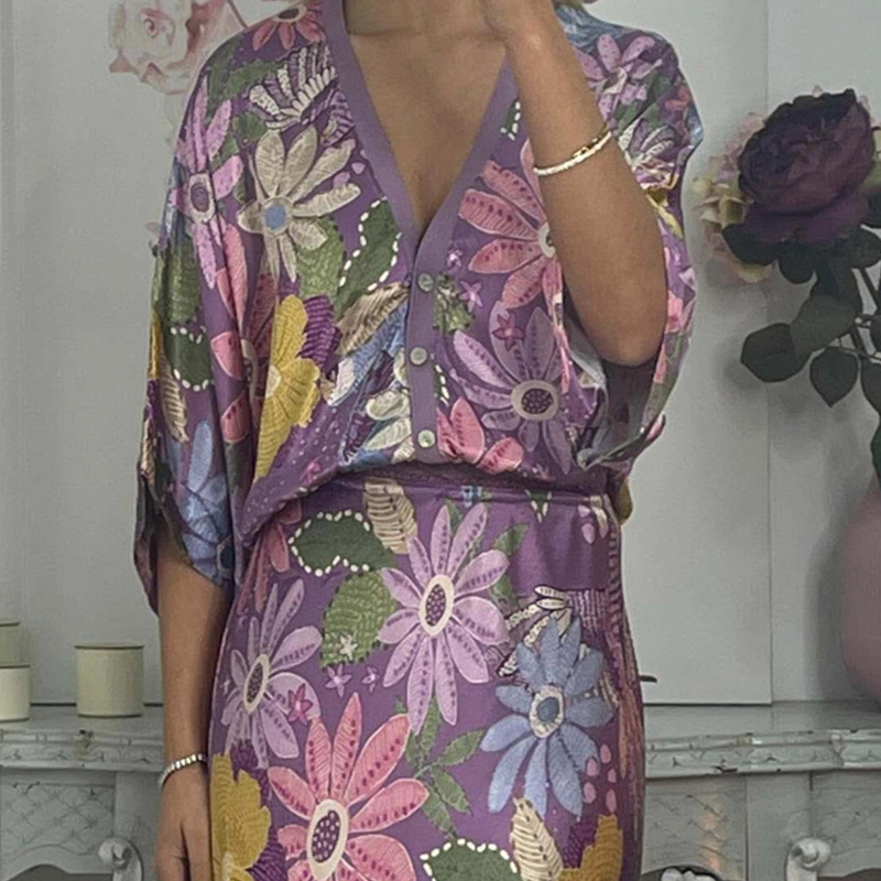 🏆🌸Комплект от две части за жени: топ с V-образно деколте и дълга пола