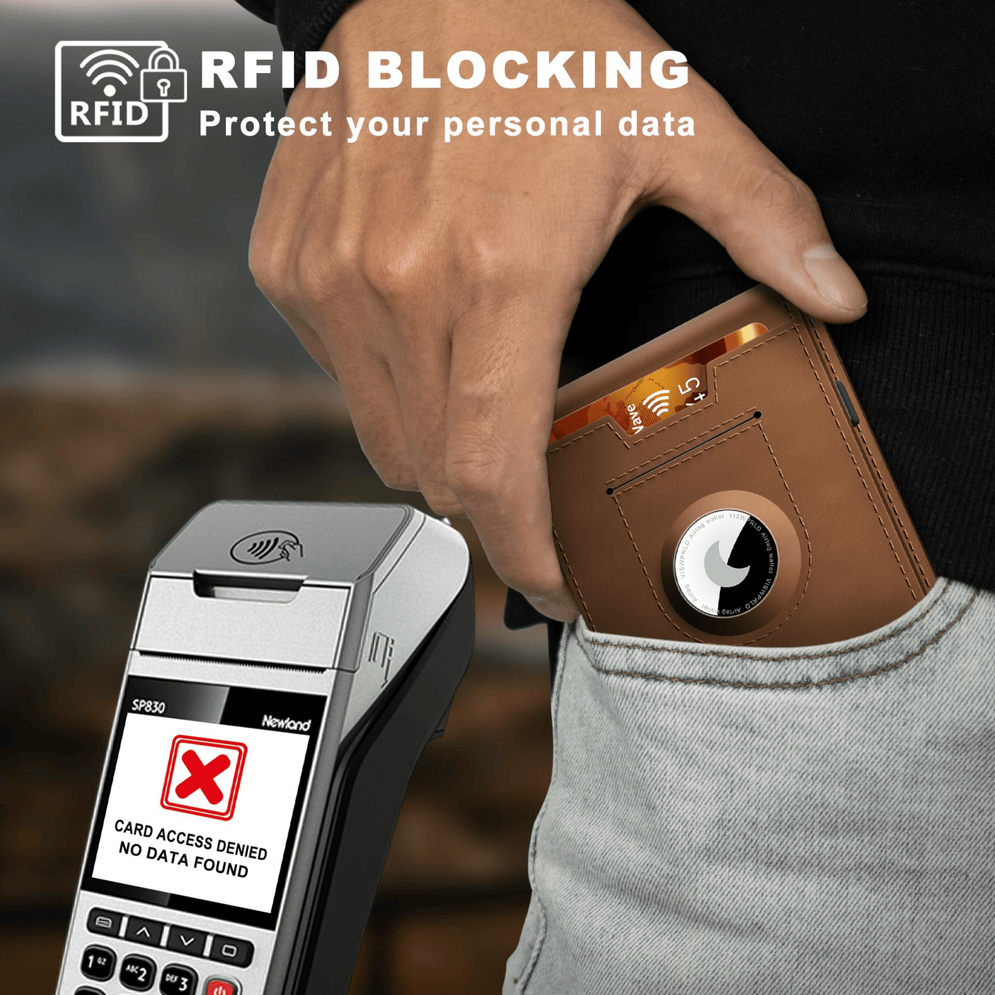 🎁 Moška denarnica AirTag – aluminijasto ohišje s pokrovčkom, sponka za denar, tanki usnjeni predelki, držalo za kreditne kartice, RFID blokiranje, minimalistična dvoslojna denarnica
