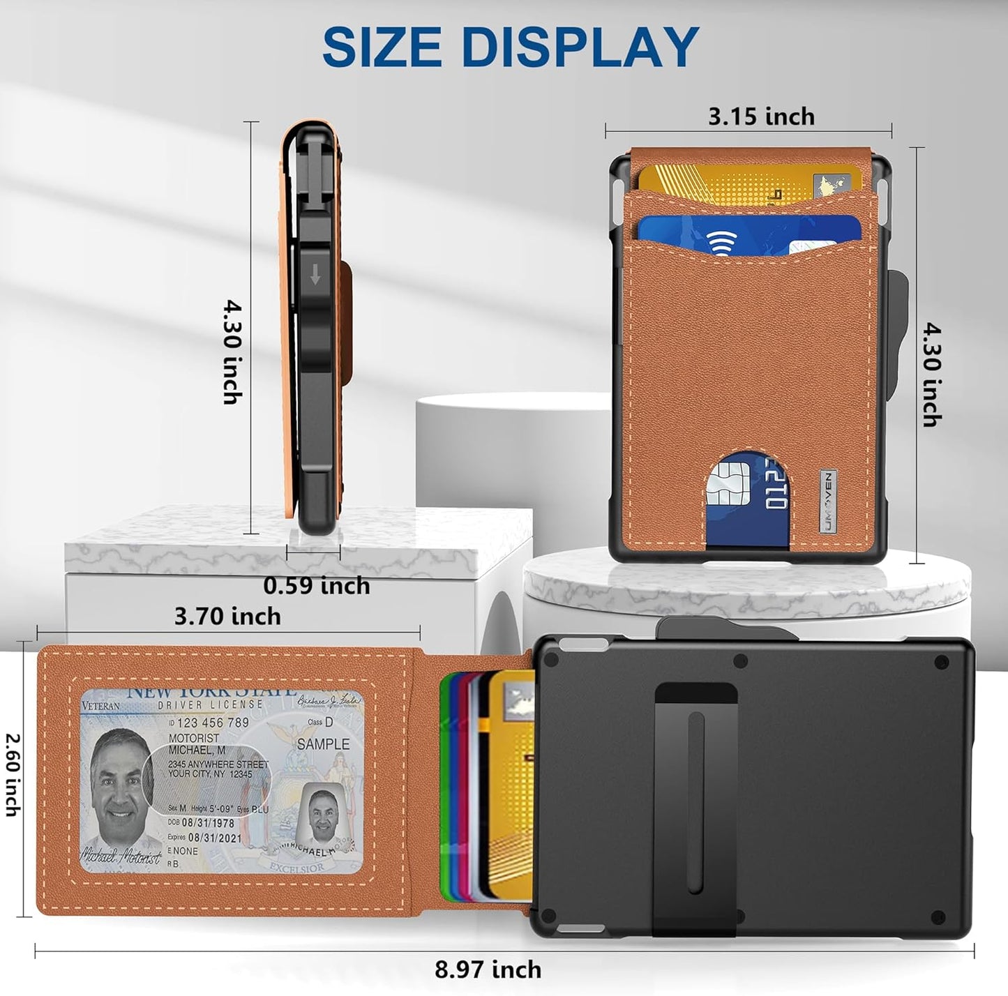 🎁 Moška denarnica AirTag – aluminijasto ohišje s pokrovčkom, sponka za denar, tanki usnjeni predelki, držalo za kreditne kartice, RFID blokiranje, minimalistična dvoslojna denarnica