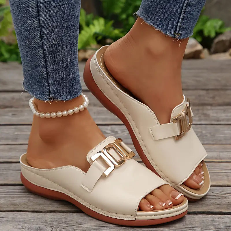 【ЕС 36-45】👡Изчистен сандал с метална катарама