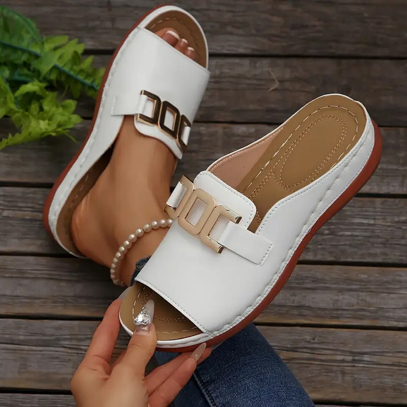 【ЕС 36-45】👡Изчистен сандал с метална катарама