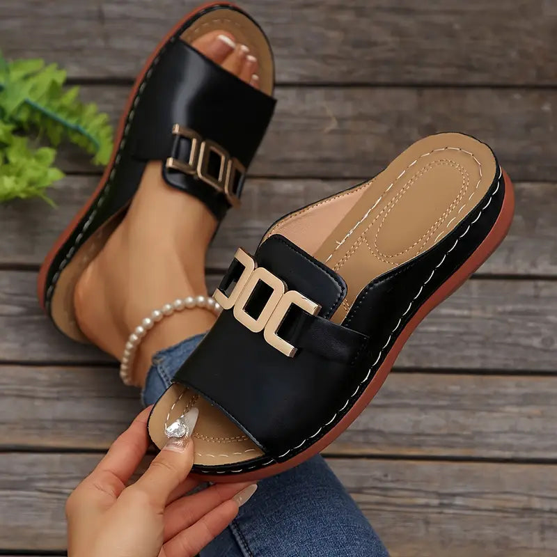 【ЕС 36-45】👡Изчистен сандал с метална катарама