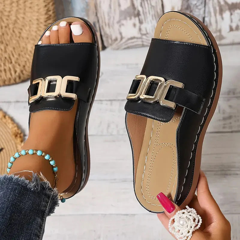 【ЕС 36-45】👡Изчистен сандал с метална катарама