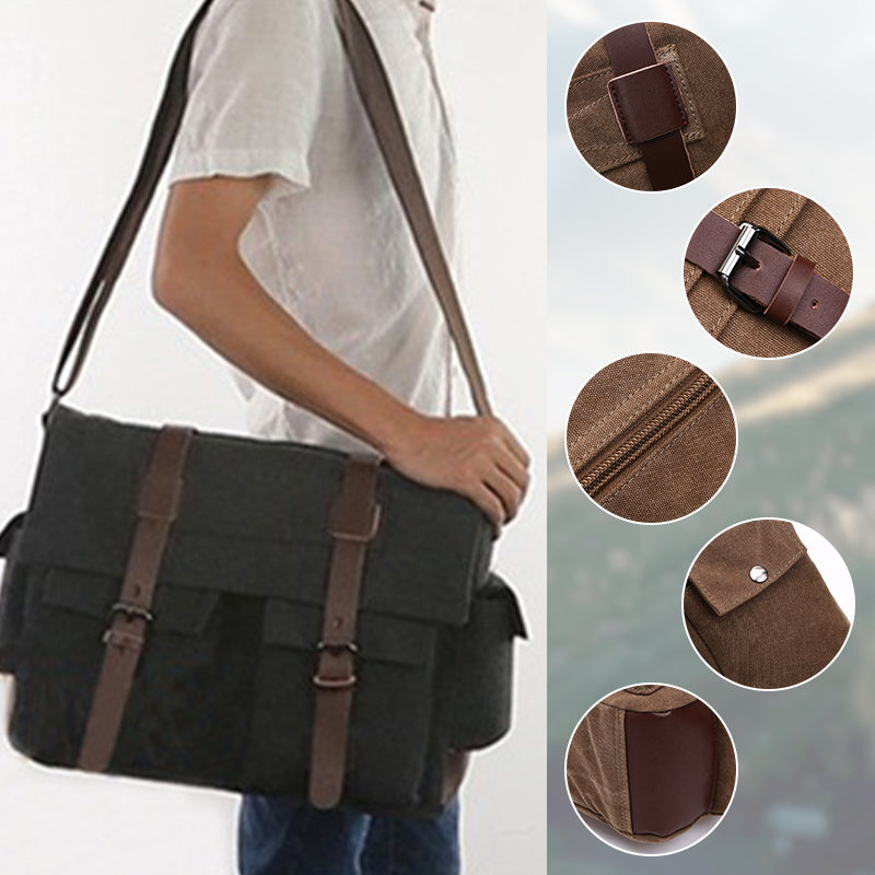 Мъжка платнена чанта за рамо с голям капацитет