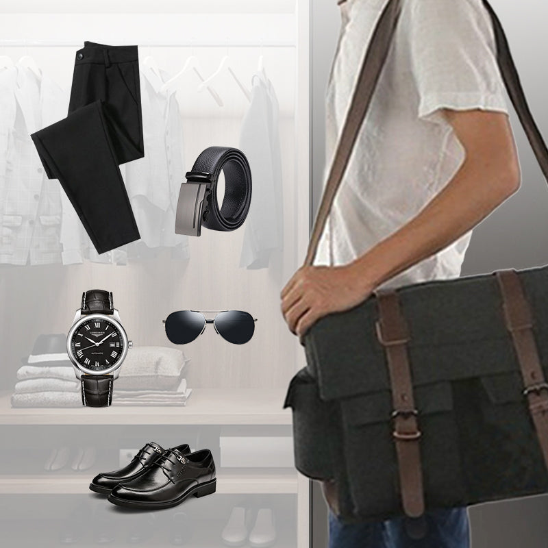 Мъжка платнена чанта за рамо с голям капацитет