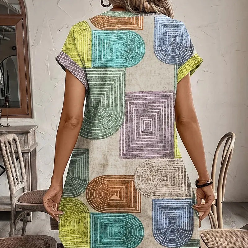 🌺【S-2XL】Рокля с цветен щамп